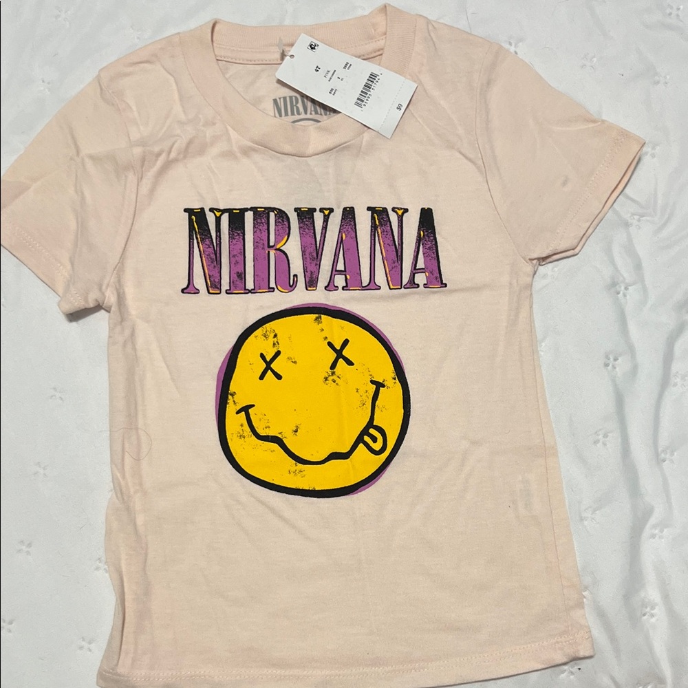 NIRVANA Kids Pink and Yellow Graphic Tee